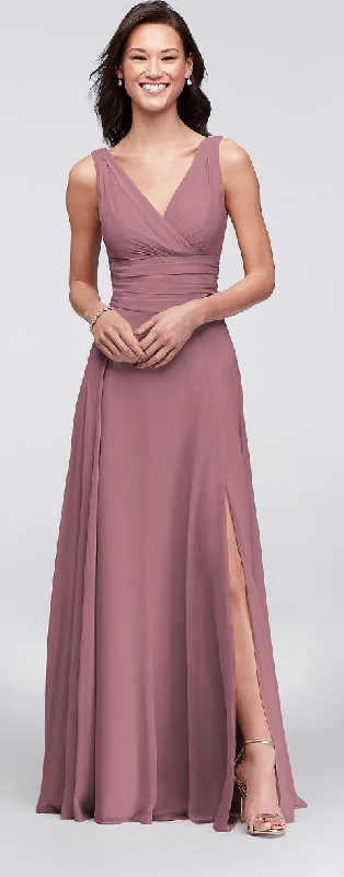 Best Bargains David's Bridal Surplice Tank Long Chiffon Bridesmaid Dress