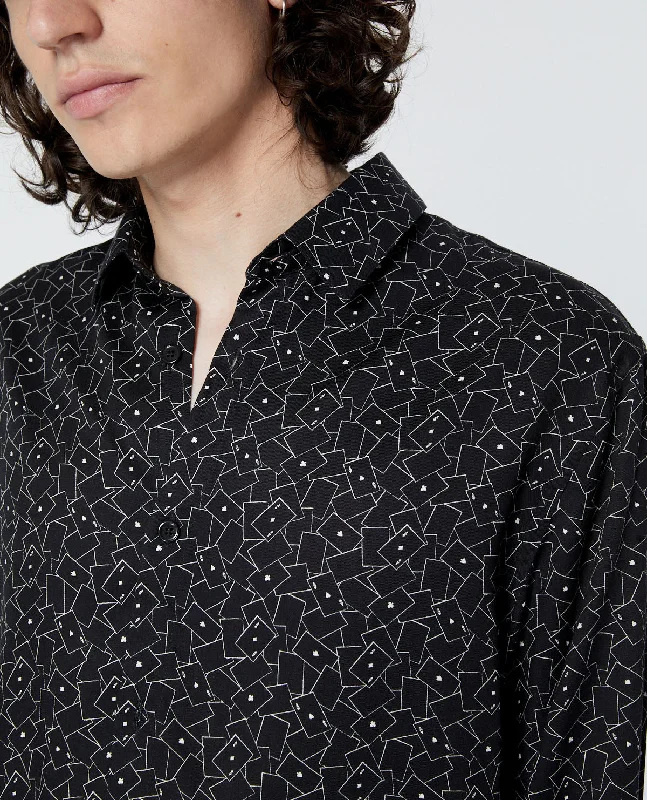 Unbeatable Prices Long Shirt With Card Motif | Men | Black x White