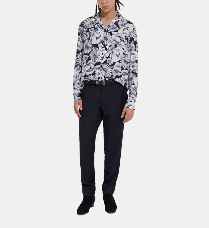 Mega Sale Floral Shirt With Hawaiian Collar | Men | Black x White