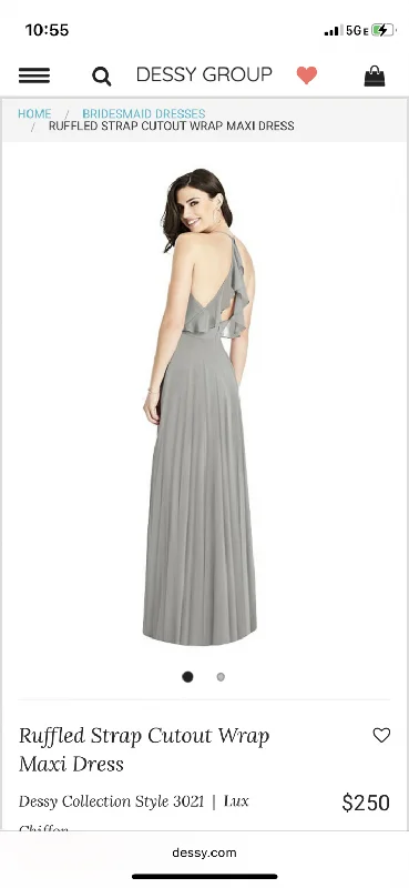 Special Discount Dessy Ruffled strap wrap cutout maxi dress - Gray