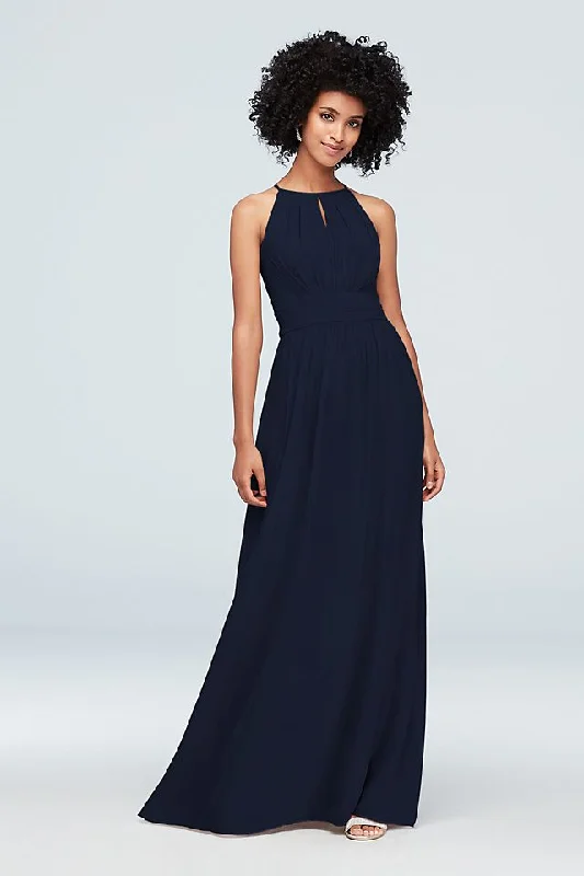 Don't Miss David's Bridal High-Neck Chiffon Bridesmaid Dress with Keyhole