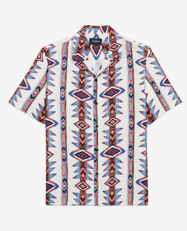 YEAR-End Clearance Printed Hawaiian Collar Shirt | Men | Ecru