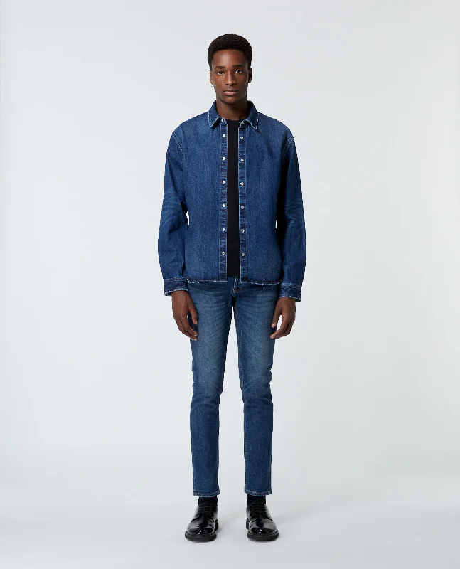 TIME-Limited Offer Shirt With Classic Collar | Men | Blue Denim