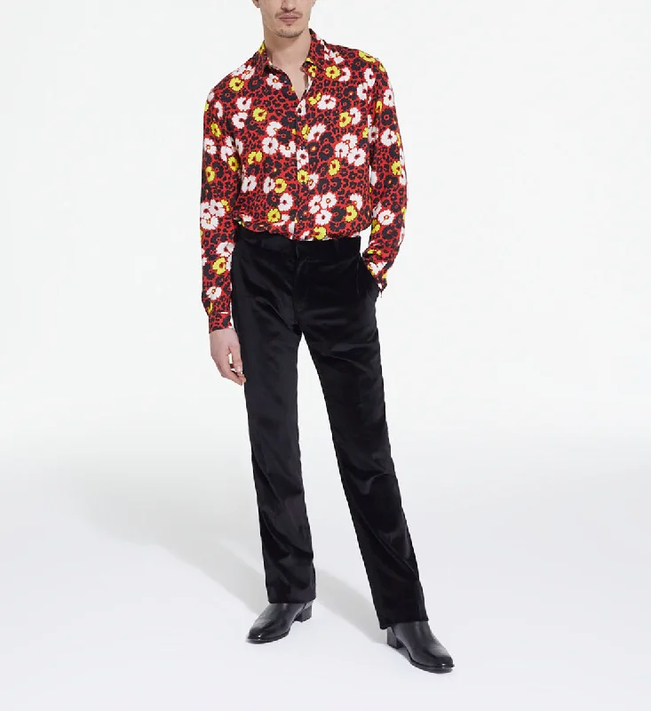 Final Sale Floral Print Shirt With Classic Collar | Men | Multicolorlor x Red
