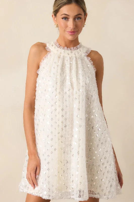 Bargain Prices Stardust Journeys Ivory Halter Shift Dress