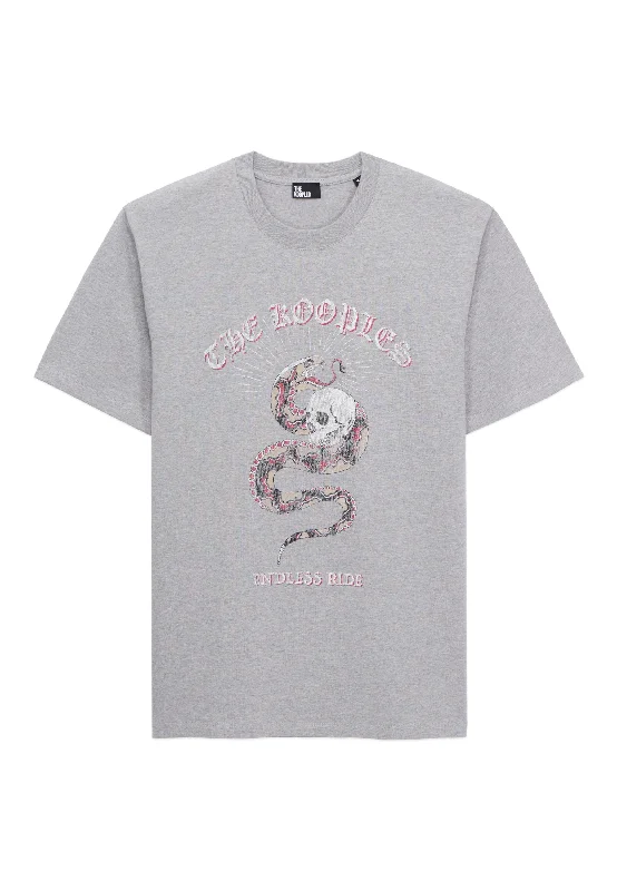 Limited Stock Gray T-Shirt With Sneaky Snake Serigraphy | Men | Light Grey Chine