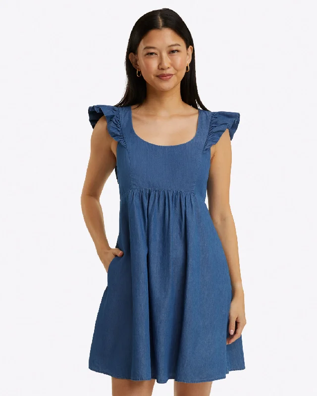 Lowest Price Ciara Babydoll Dress in Chambray
