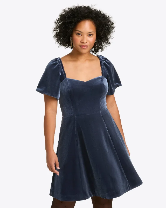 Warehouse Sale June Love Circle Flutter Sleeve Dress in Velvet