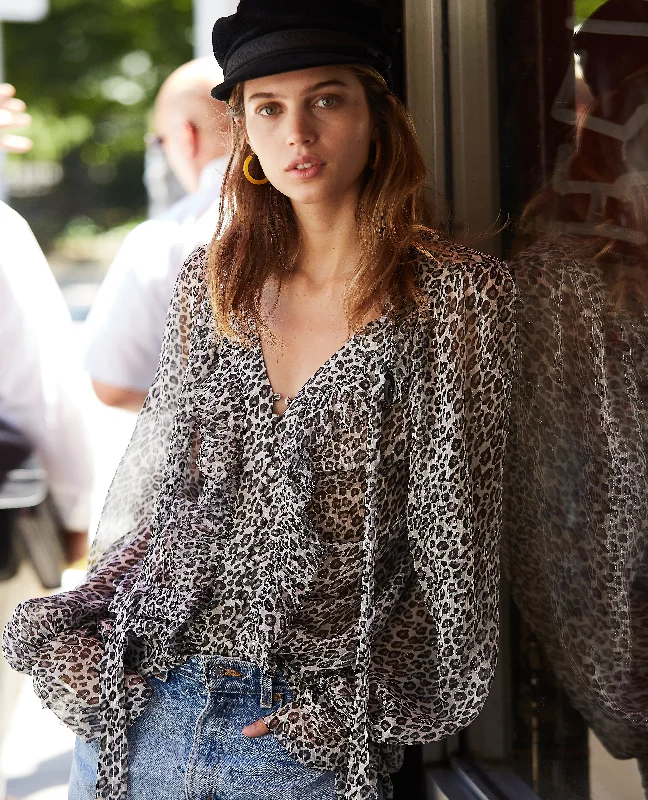 Price Reduction Silk Shirt With Leopard | Women | Grey