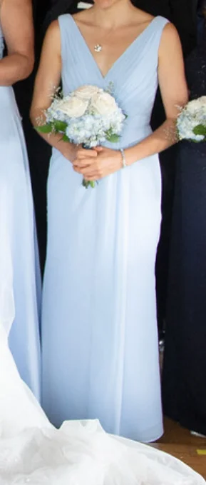 Weekend Deal David's Bridal F19585 Faux-Wrap Pleated Chiffon Bridesmaid Dress
