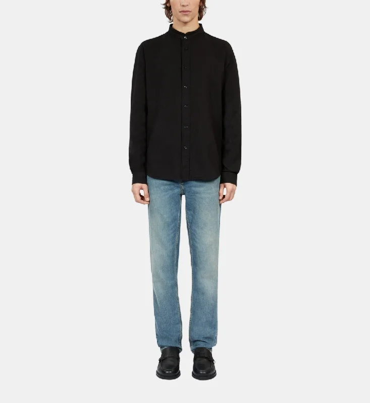 Midnight Madness Cotton And Linen Shirt | Men | Black