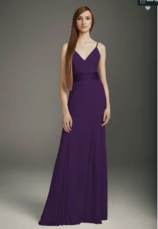 Lowest Price Vera Wang White V-Neck Crepe Mermaid Bridesmaid Dress/VW360489