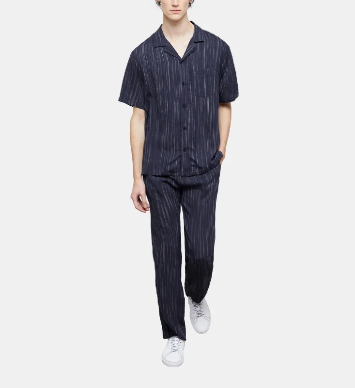 Reduced Prices Blue Striped Shirt | Men | Dark Navy x Ecru