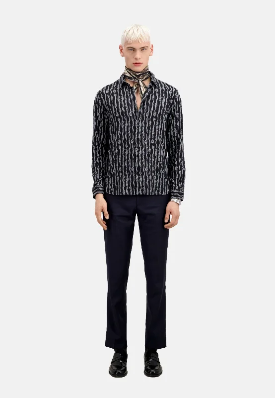 Low Prices Snake Print Long Sleeve Shirt | Men | Black x White
