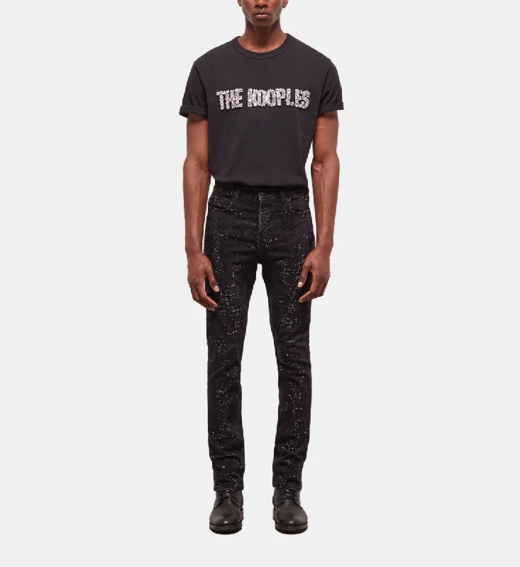 Exclusive Deal Slim-Fit Jeans With Rhinestones | Men | Black Washed
