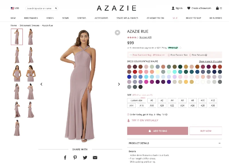 Price Cut Azazie AZAZIE RUE