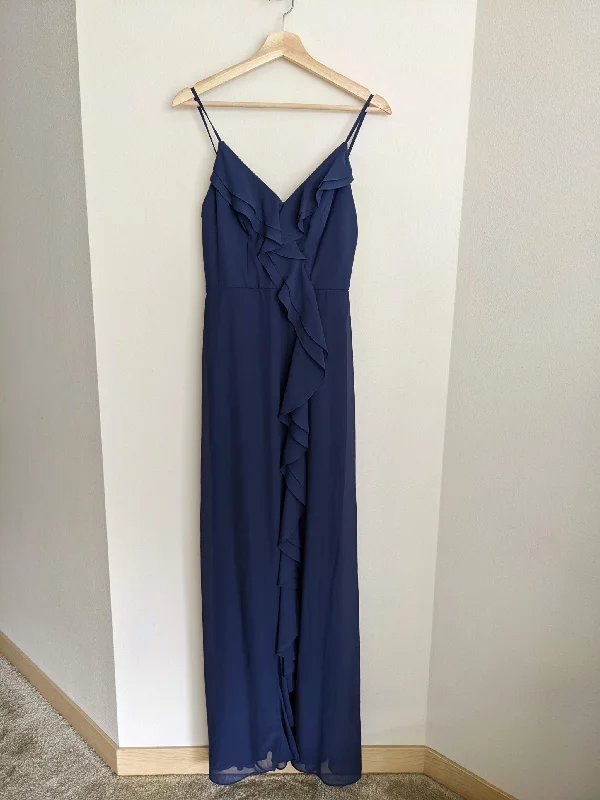Bargain Prices David's Bridal Ruffle Spaghetti-Strap Chiffon Dress with Slit