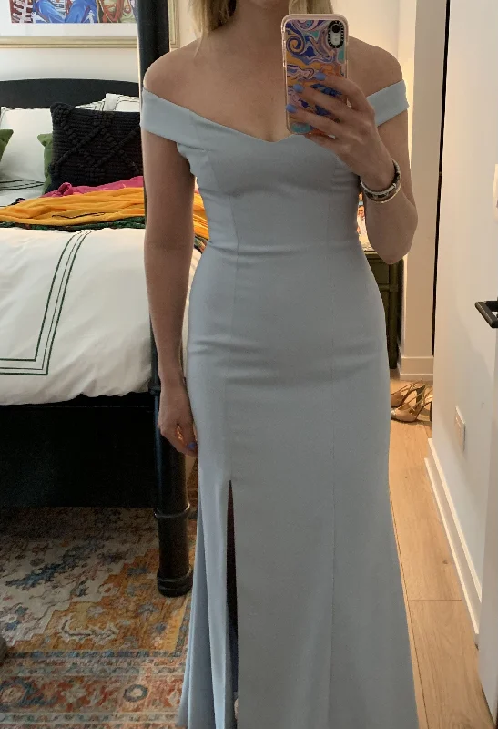 New Markdowns Dessy Off-the-Shoulder CrissCross Back Trumpet Gown 3012