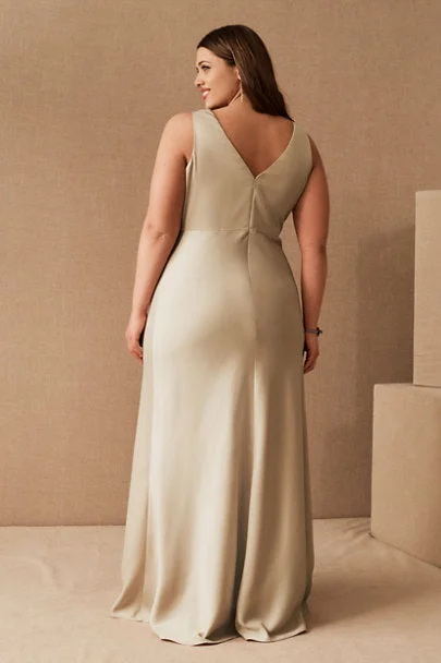 Limited Time Offer BHLDN Beckett Satin Charmeuse Maxi Dress, Champagne