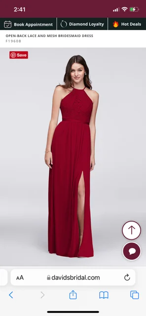 Act Fast David's Bridal Open-Back Lace and Mesh Bridesmaid Dress / F19608