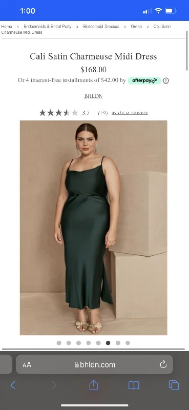 Stock Clearance BHLDN Cali Satin Charmeuse Midi Dress
