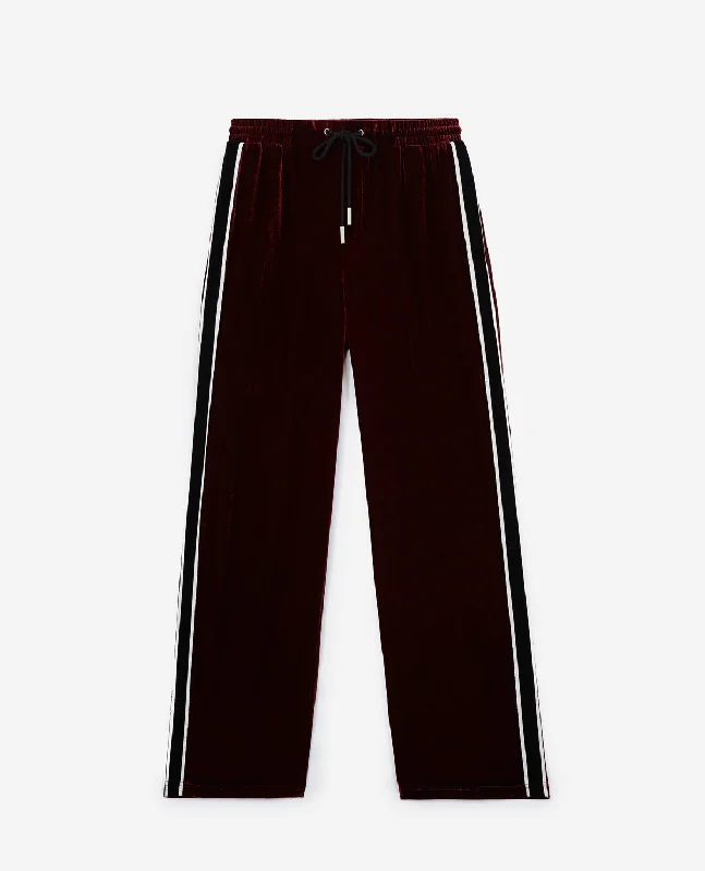 Special Discount Velvet Trousers With Satin Bands | Women | Burgundy