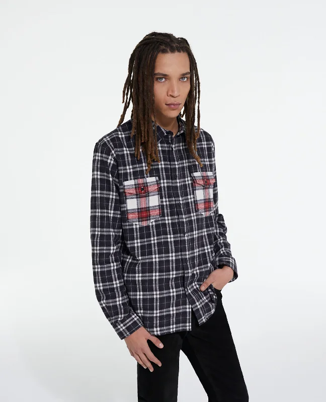 Big Savings Check Classic Collar Shirt | Men | Black