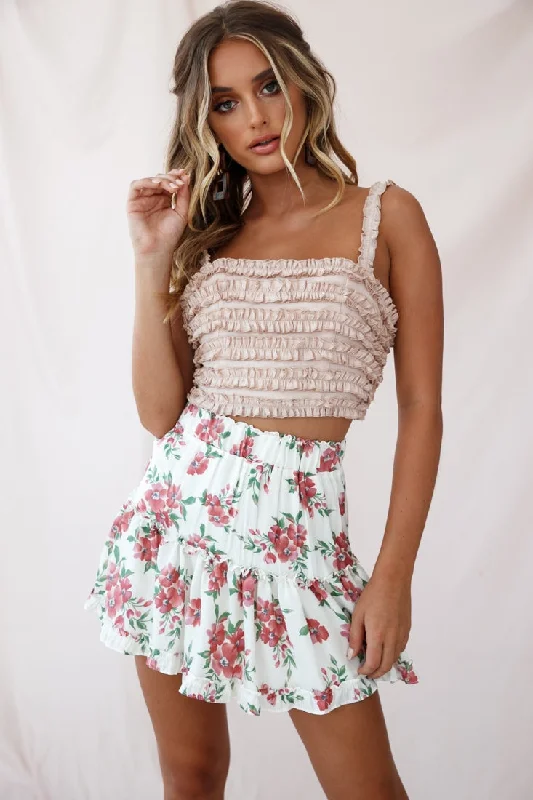 Big Discounts Lolita Frill Embellished Crop Top Nude
