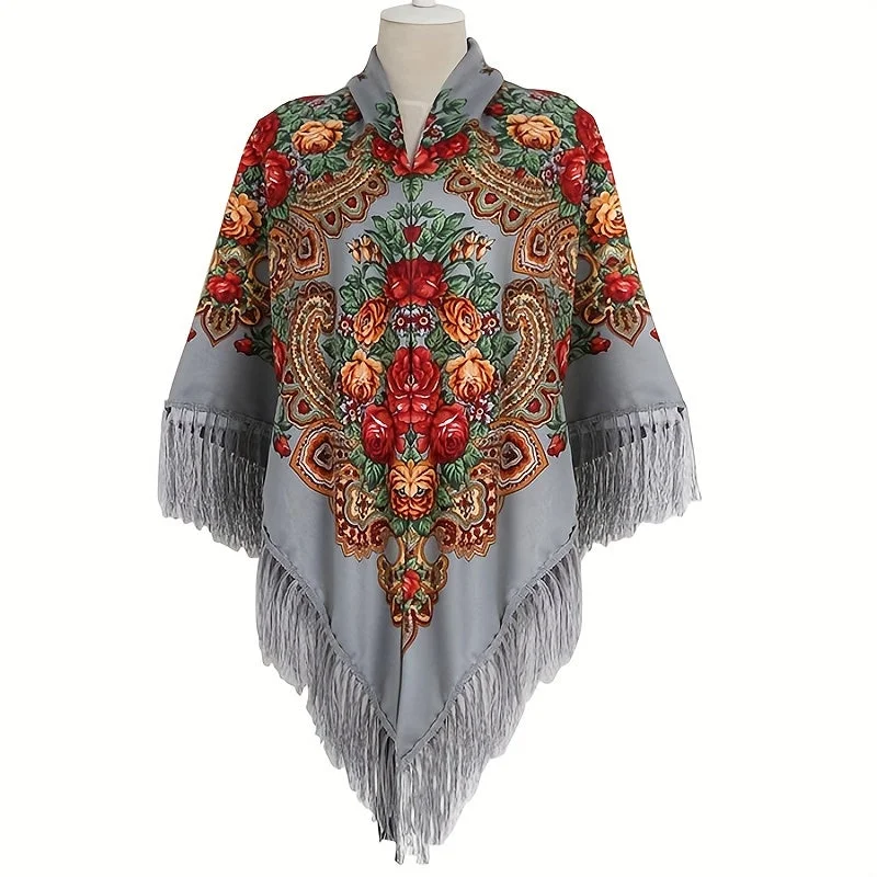 Midnight Madness 63" Elegant Russian Flower Print Tassel Square Shawl - Fashion Scarves for Women with Solid Color Cardigan, Vintage Large Blanket Scarf, Windproof Wrap, and Chic Accessories for Any Occasion Midnight Madness 63" Elegant Russian Flower Print Tassel Square Shawl - Fashion Scarves for Women with Solid Color Cardigan, Vintage Large Blanket Scarf, Windproof Wrap, and Chic Accessories for Any Occasion