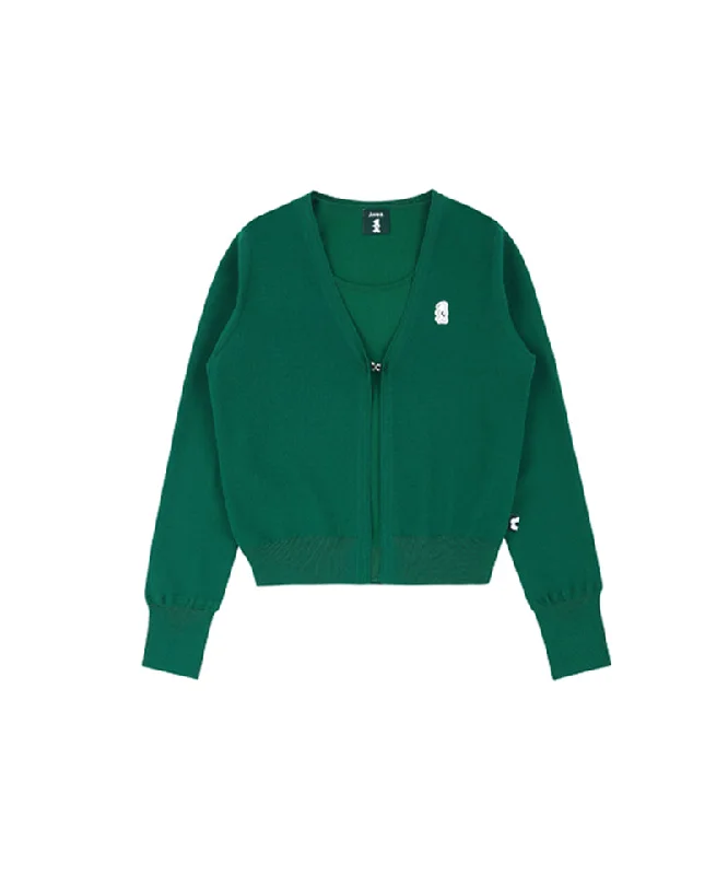 Final Clearance AVEN Sleeveless Knit Cardigan Set - Green