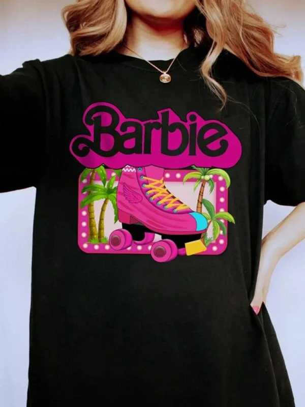 Special Price Barbie print letter print sports casual women's short-sleeved T-shirt