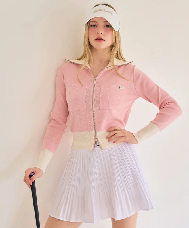Price Reduction BENECIA 12 Crop Knit Zip-Up - Pink