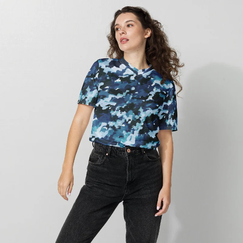 Limited Time Blue Camo Unisex Sports Jersey UPF 50+