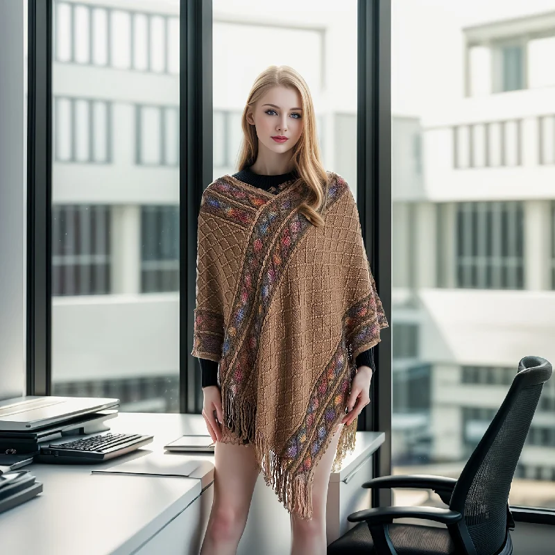 Savings Spectacular Boho Plaid Knitted Tassel Shawl Vintage Thickened Cape V-neck Windproof Cape Large Coldproof Sweater Cloak Savings Spectacular Boho Plaid Knitted Tassel Shawl Vintage Thickened Cape V-neck Windproof Cape Large Coldproof Sweater Cloak