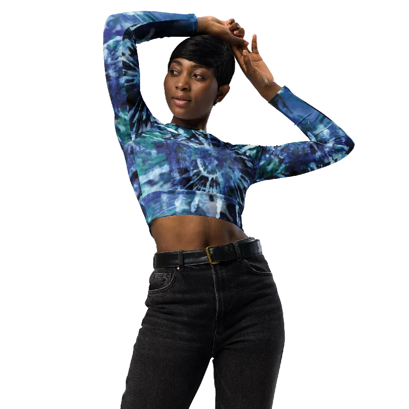 TIME-Limited Offer SHE REBEL - Brilliant Blue Recycled Tie Dye Crop Top UPF 50+