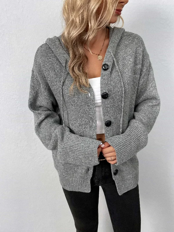 The Best Prices Button-Down Long Sleeve Hooded Sweater