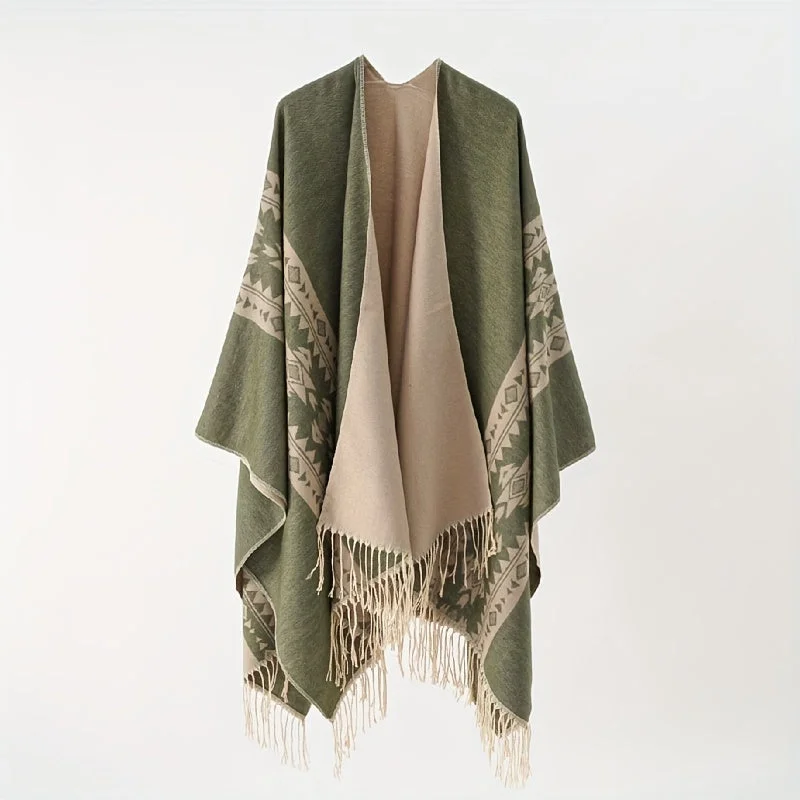 Amazing Deals Chic Geometric Tassel Cardigan Shawl - Luxurious Imitation Cashmere, Soft & Warm, Open Front Design - Perfect Windproof Cloak for Trendy Womens Autumn Winter Wardrobe Amazing Deals Chic Geometric Tassel Cardigan Shawl - Luxurious Imitation Cashmere, Soft & Warm, Open Front Design - Perfect Windproof Cloak for Trendy Womens Autumn Winter Wardrobe