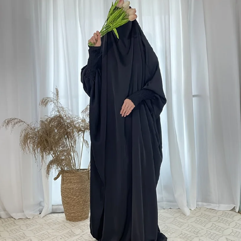 Crazy Savings Elegant Muslim Abaya - Modest Full-Length Robe with Lantern Sleeves Design, Solid Color, Islamic Clothing for Women, Perfect Gifts for Eid Crazy Savings Elegant Muslim Abaya - Modest Full-Length Robe with Lantern Sleeves Design, Solid Color, Islamic Clothing for Women, Perfect Gifts for Eid