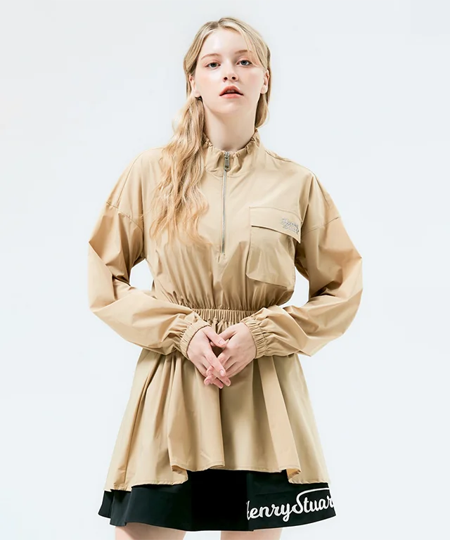 Anniversary Sale HENRY STUART Women's Flare Anorak Zip-Up Jumper - Beige