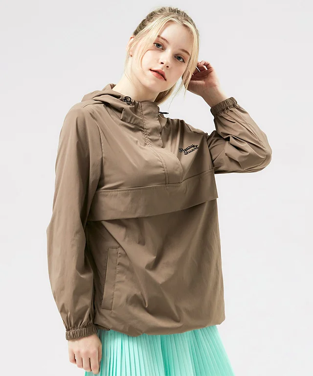 Deal Frenzy HENRY STUART Women's Half Hooded Anorak Jumper - Brown