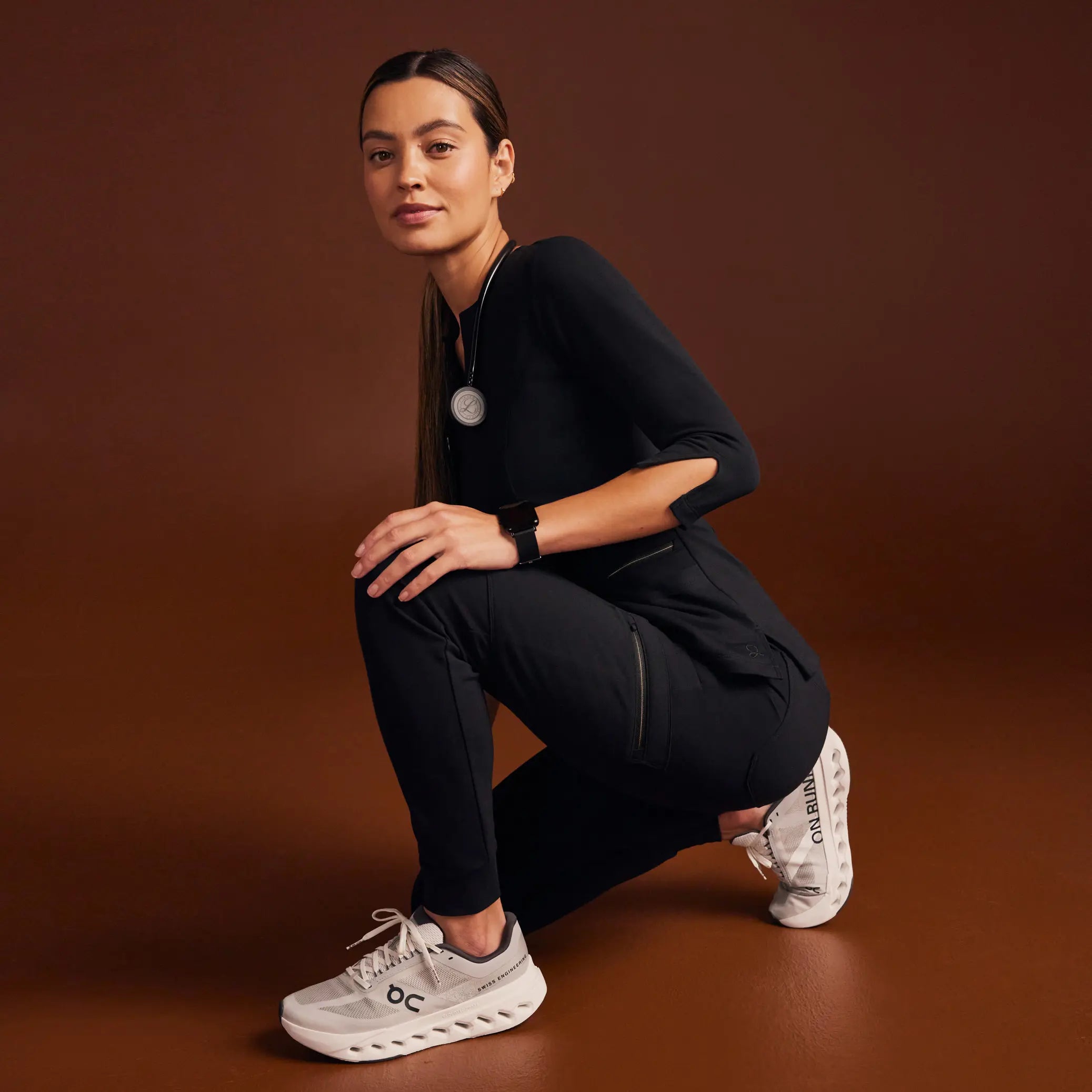 Amazing Deals Jaanuu Women's Abi 10-Pocket Skinny ULTRAsoft Scrub Jogger - Black