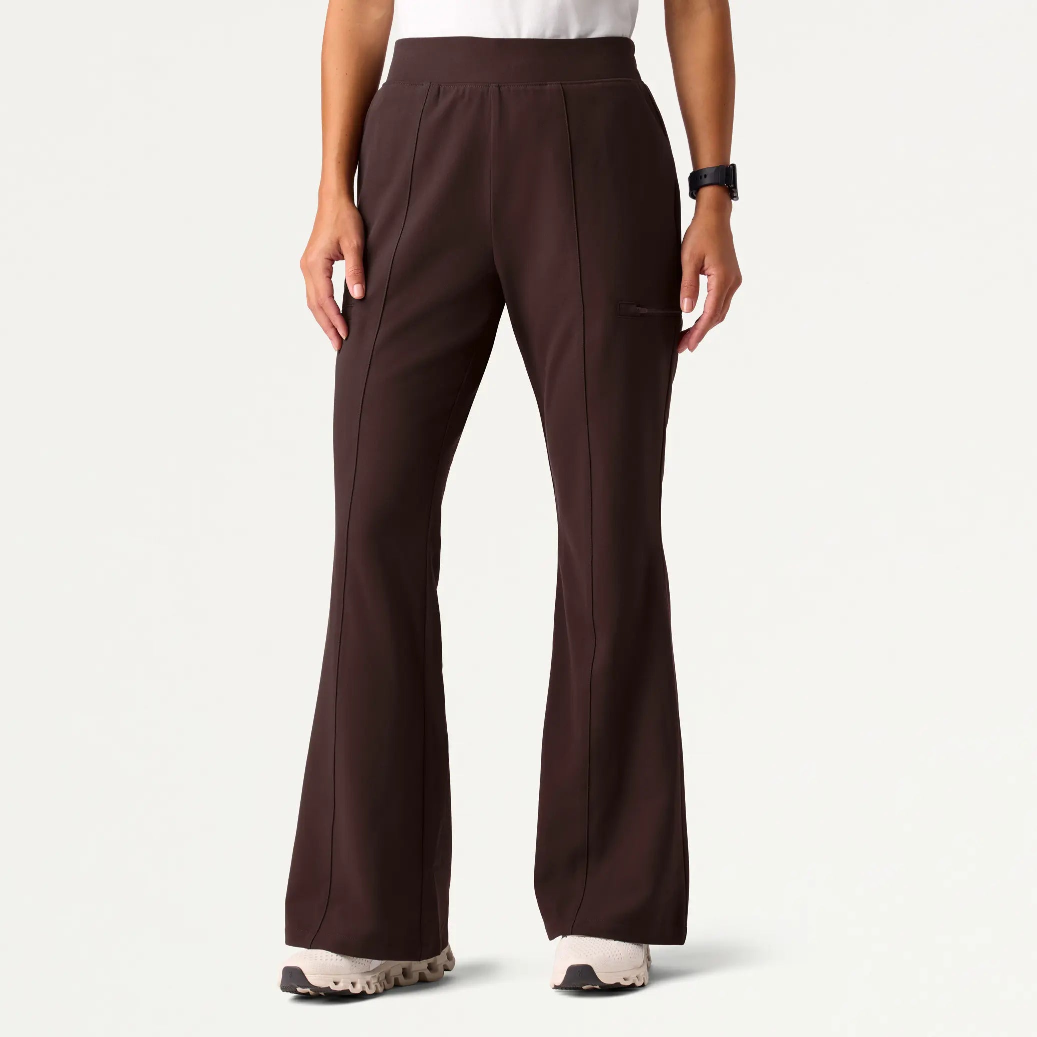 Price Break Jaanuu Women's Harper Slim High Waisted Scrub Pant - Dark Brown