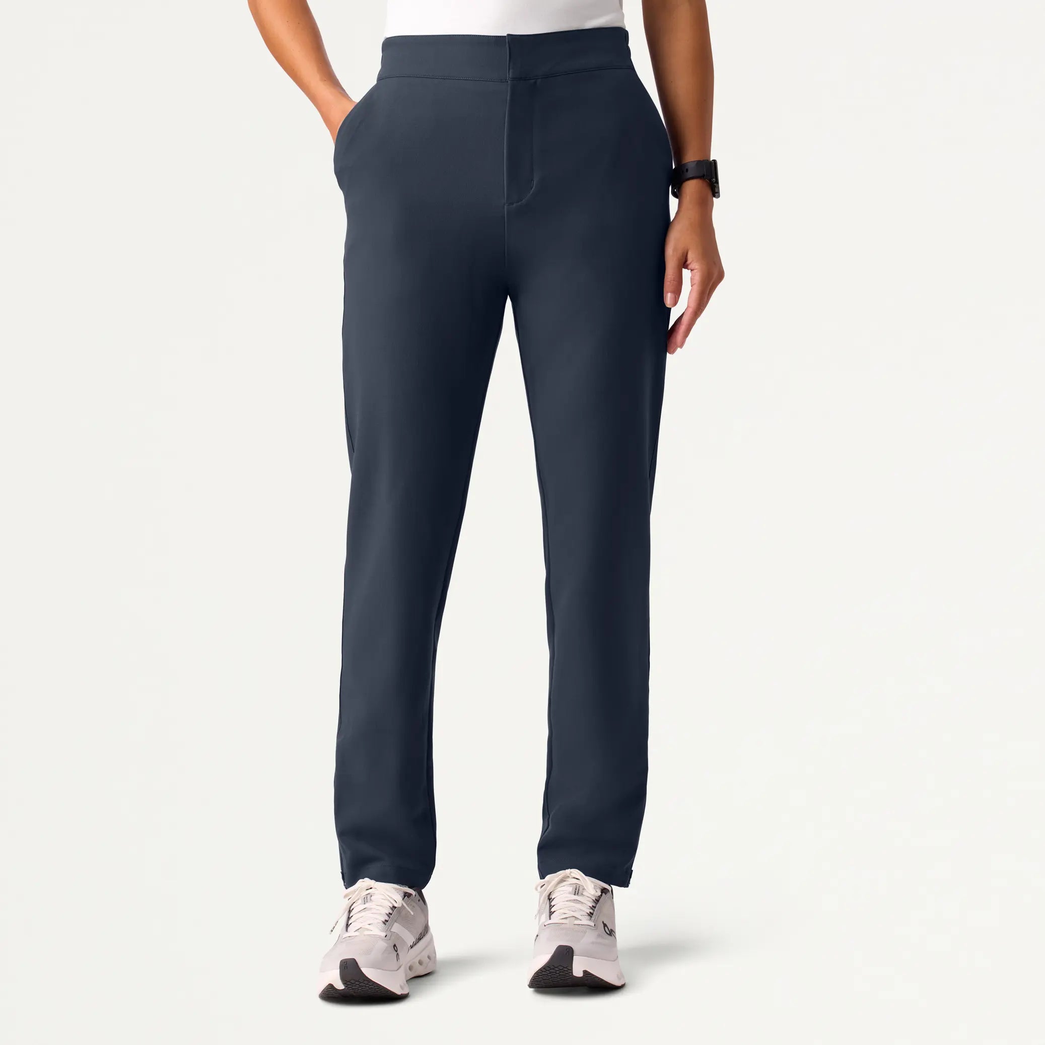 Deal Dash Jaanuu Women's Skyler Slim Zip-Fly Scrub Pant - Carbon Gray