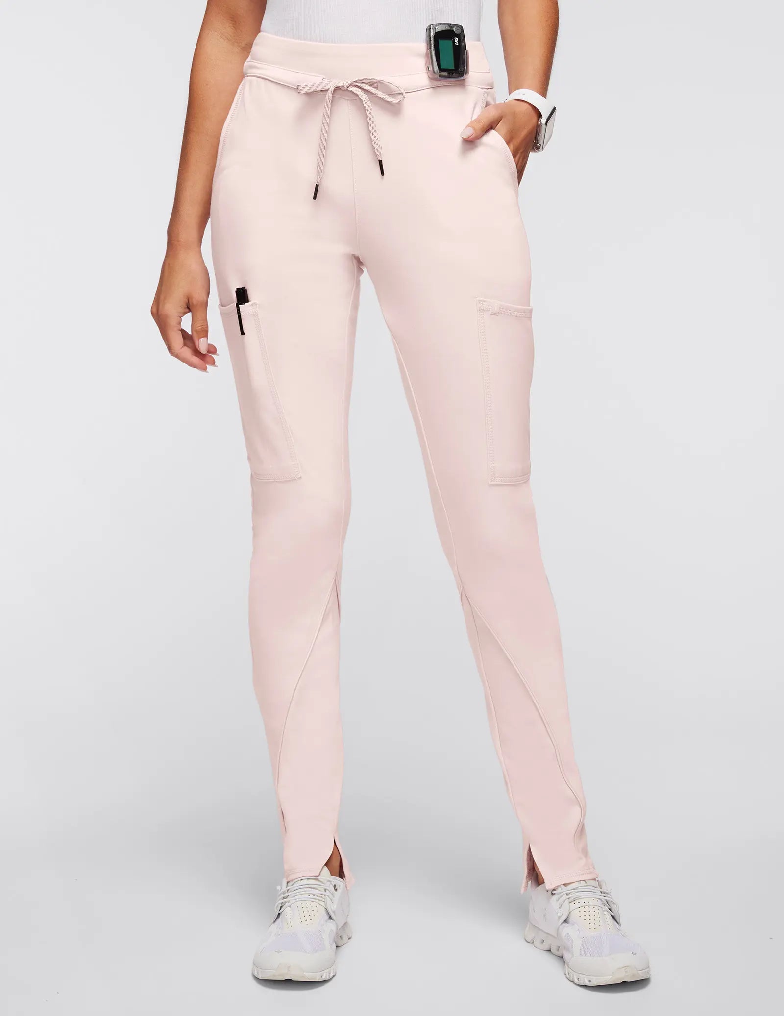 Extra Savings Jaanuu Women's Cargo Scrub Pant - Blushing Pink