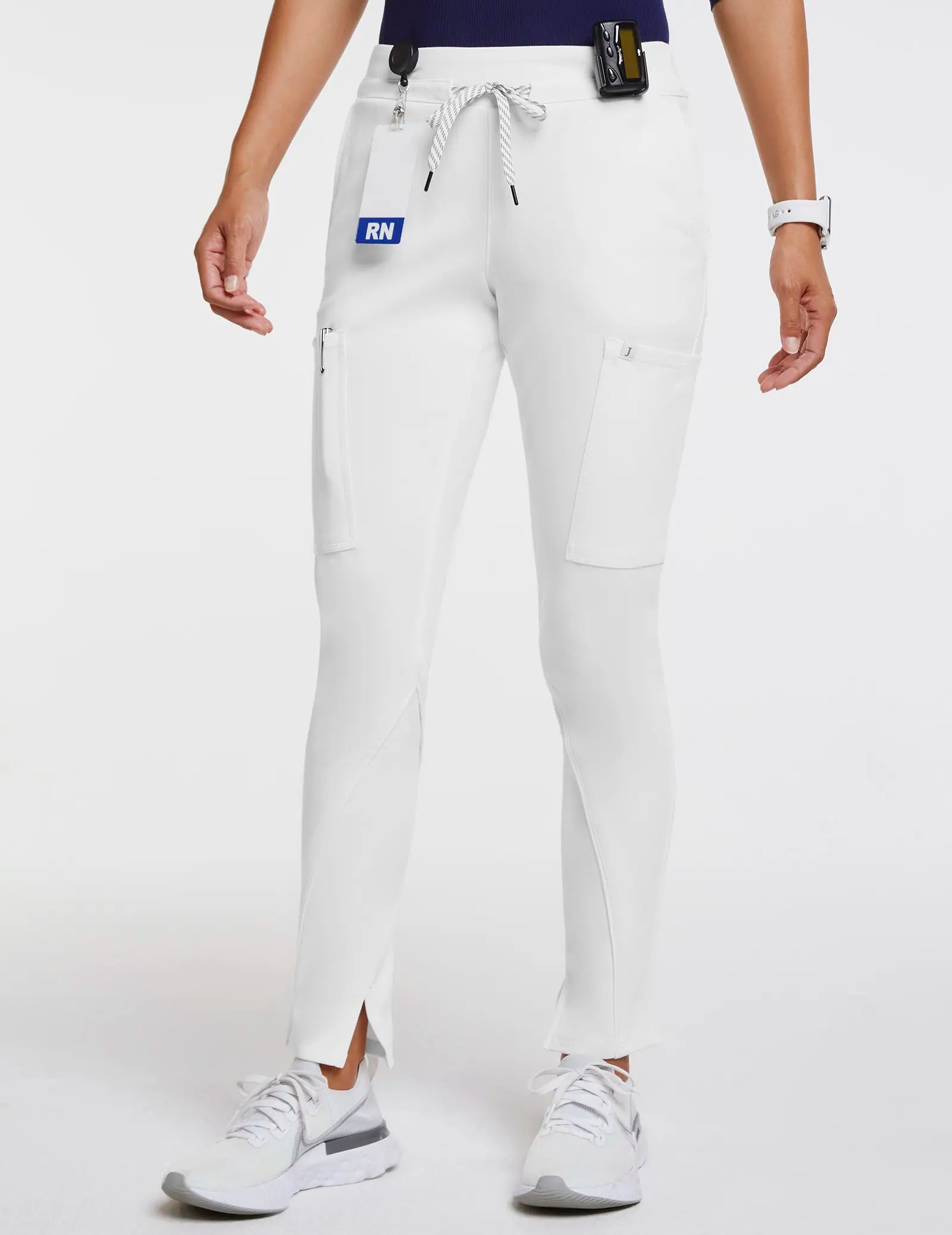 Final Markdown Jaanuu Women's Cargo Scrub Pant - White