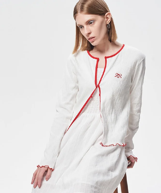 Price Cut LE SONNET Ribbon Cool Cardigan - Red