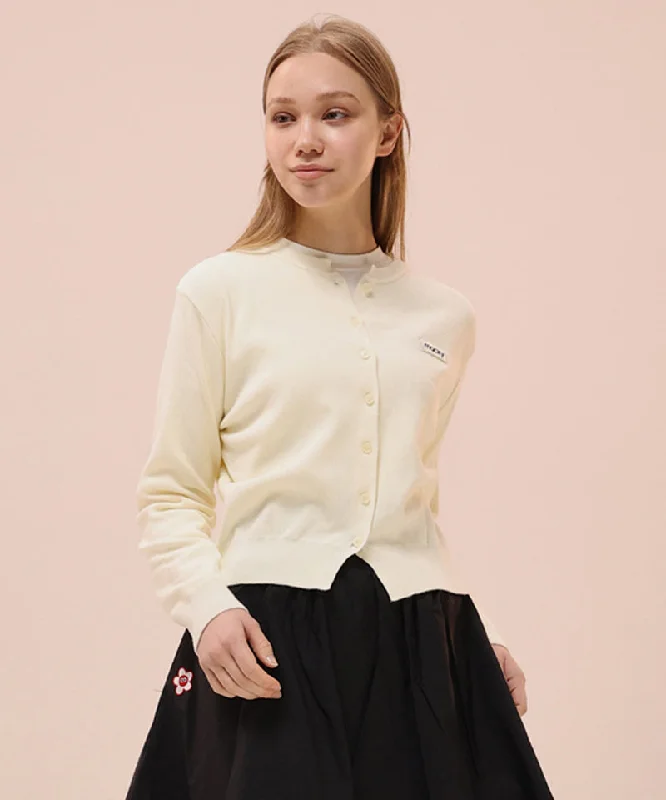 Bonus Savings MACKY Golf: Logo Patch Knit Cardigan - Ivory