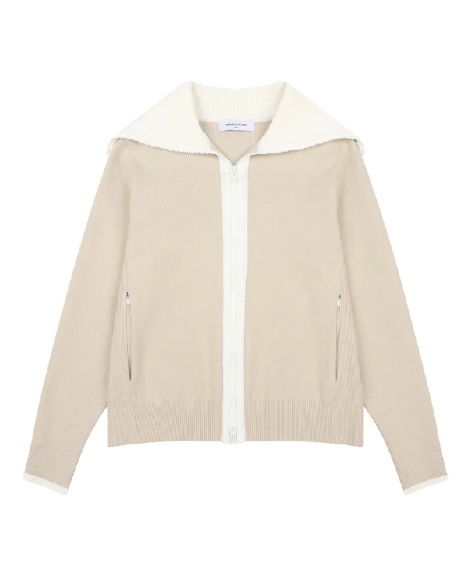 Fantastic Deals Monday Flow Women's New Outdoor Knit Zip-Up - Beige