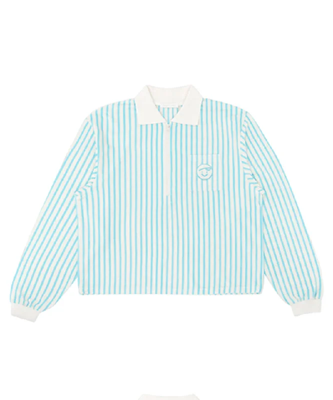 Massive Deals PIV'VEE Stripe Terry PK Shirt - Cornflower Blue