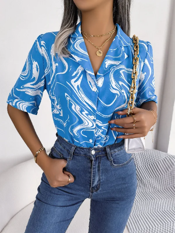 Hurry In Printed Lapel Collar Shirt